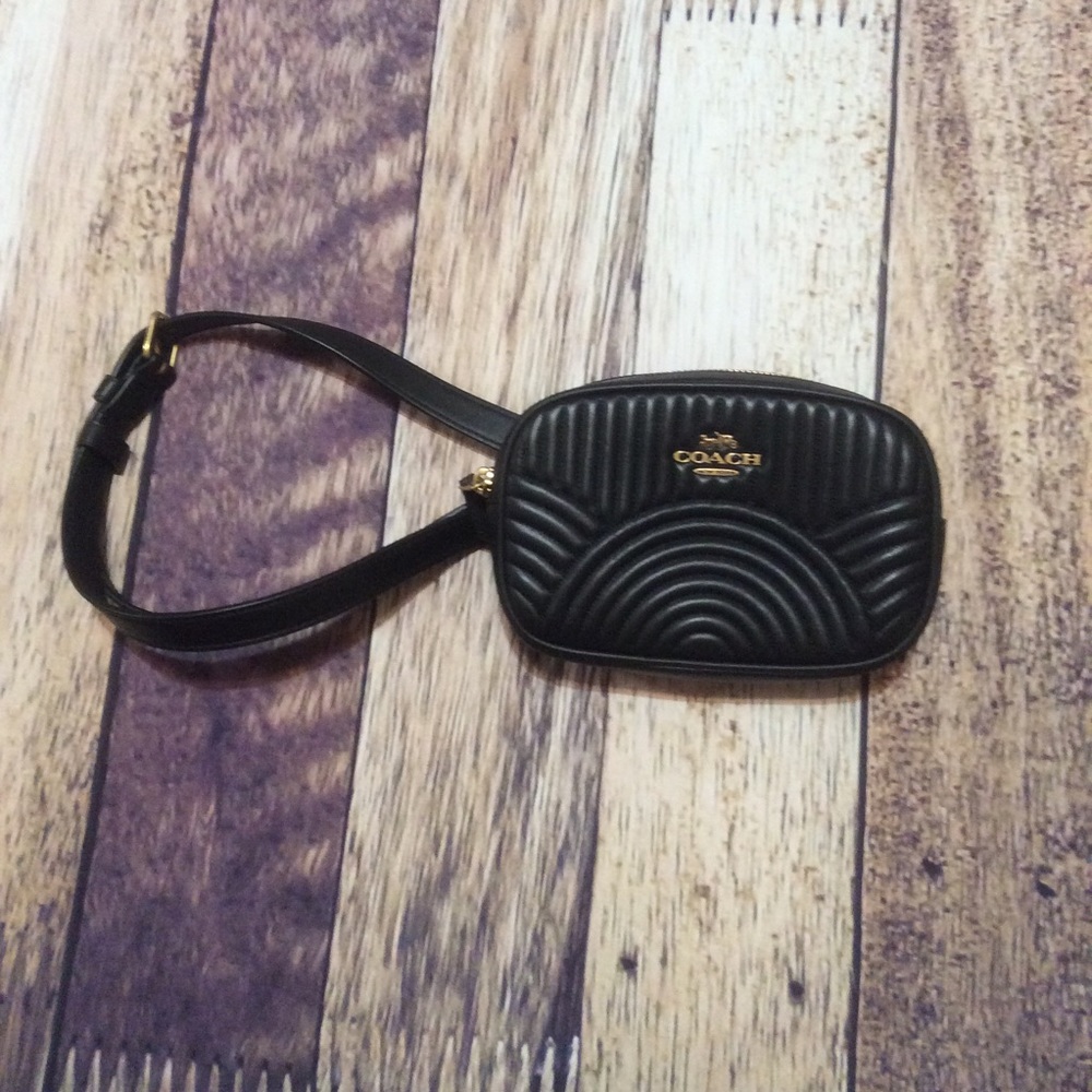 Black Coach Belt Bag With Deco Quilting NWOT